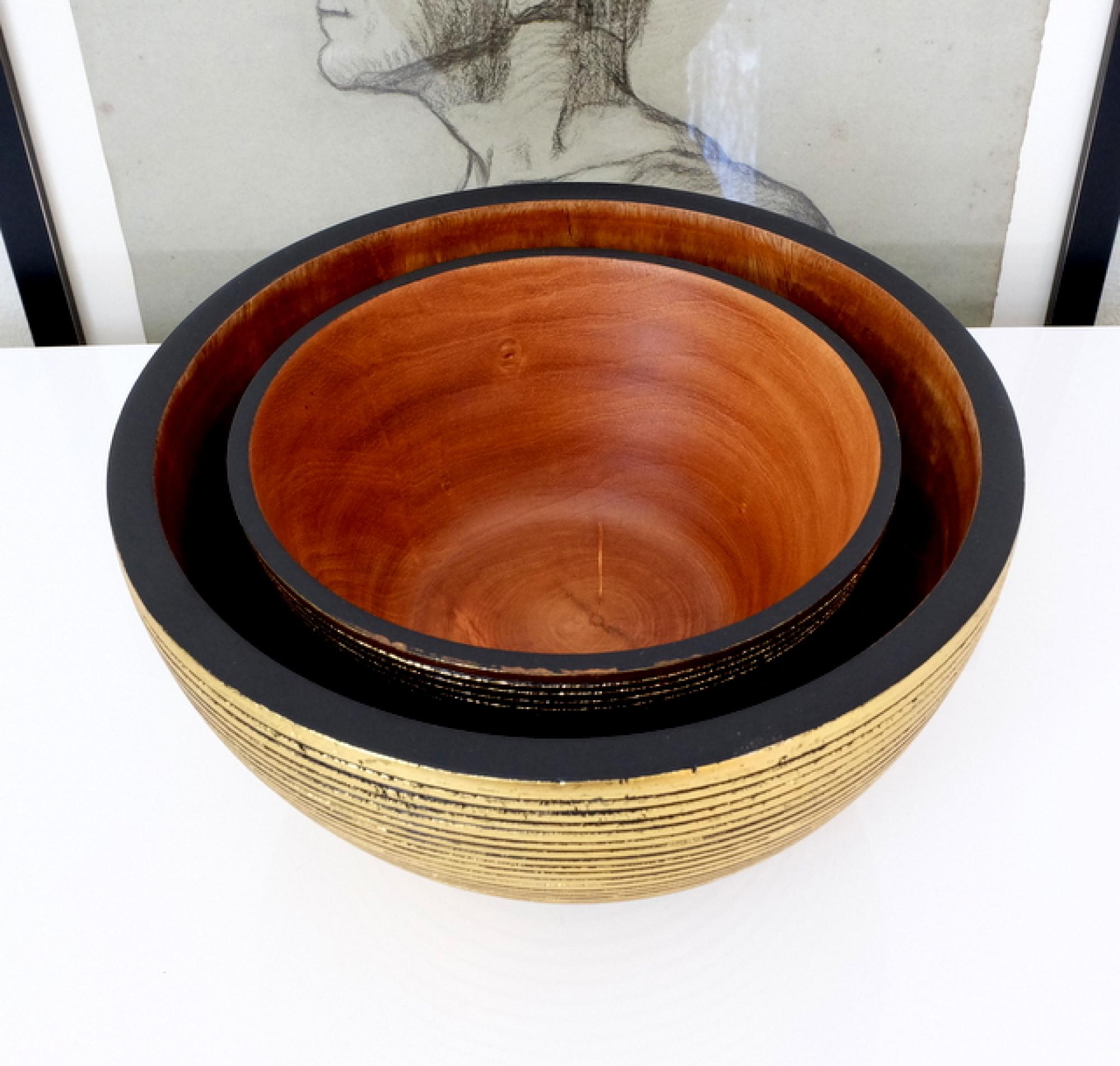Holzschale Zen in gold-schwarz Gr. L