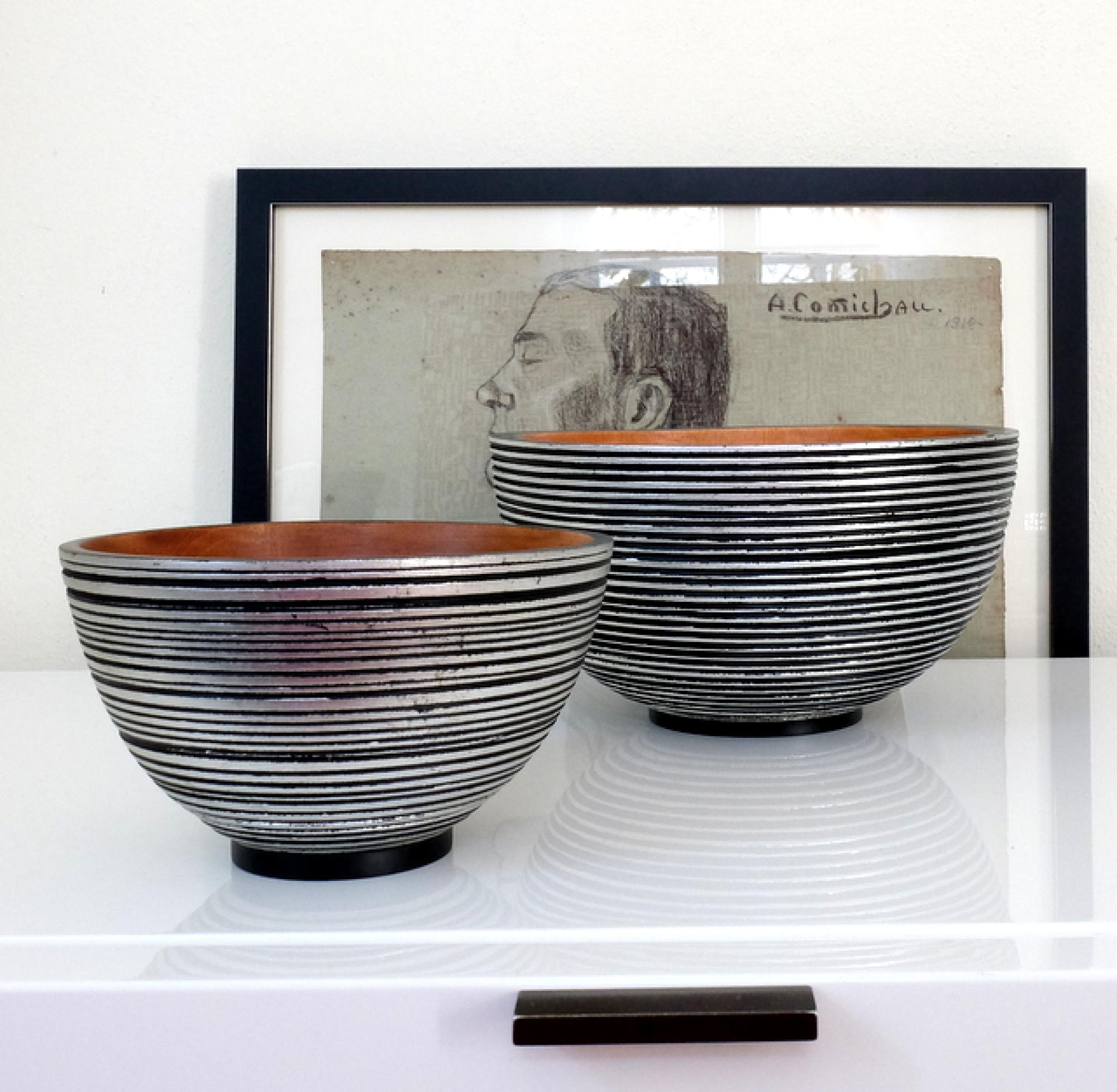 Holzschale Zen in silber-schwarz Gr. L